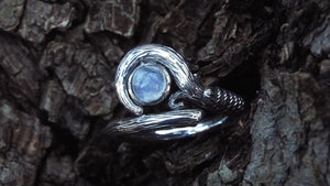 The White Mage Staff Ring with Moonstone - JF Fantasy Jewelry