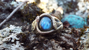 Teardrop Labradorite Snake Ring - JF Fantasy Jewelry