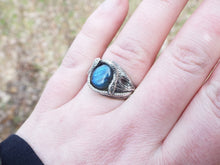Load image into Gallery viewer, Teardrop Labradorite Snake Ring - JF Fantasy Jewelry
