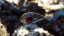 Load image into Gallery viewer, Elegant Garnet Thorn Sterling Silver Ring - JF Fantasy Jewelry
