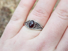 Load image into Gallery viewer, Elegant Garnet Thorn Sterling Silver Ring - JF Fantasy Jewelry
