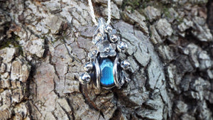 Magical Labradorite Mushroom and Flower Necklace - JF Fantasy Jewelry
