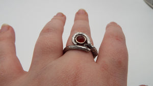 The Red Wizard - Two Tone Mage Staff Ring with Carnelian - JF Fantasy Jewelry