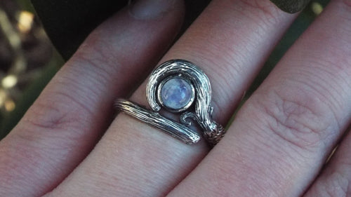 The White Mage Staff Ring with Moonstone - JF Fantasy Jewelry