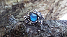 Load image into Gallery viewer, Magical Labradorite Mushroom and Flower Sterling Silver Ring - JF Fantasy Jewelry
