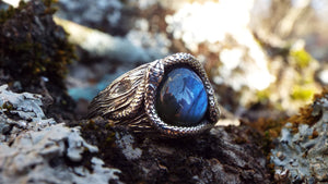 Teardrop Labradorite Snake Ring - JF Fantasy Jewelry