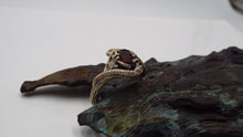Load image into Gallery viewer, Teardrop Garnet Golden Snake Ring - JF Fantasy Jewelry
