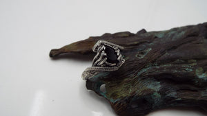 Teardrop Black Onyx Snake Ring - JF Fantasy Jewelry