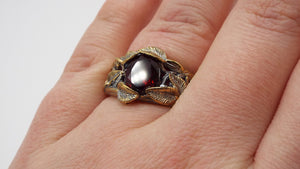 Garnet Golden Leaf and Branch Ring - JF Fantasy Jewelry