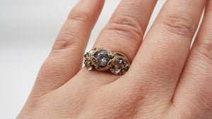 Moissanite Snake and Flower Ring - JF Fantasy Jewelry