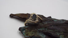 Load image into Gallery viewer, Teardrop Moss Agate Golden Snake Ring - JF Fantasy Jewelry
