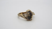 Load image into Gallery viewer, Teardrop Moss Agate Golden Snake Ring - JF Fantasy Jewelry
