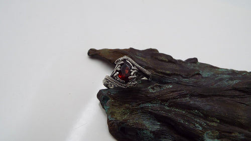 Teardrop Garnet Snake Ring - JF Fantasy Jewelry