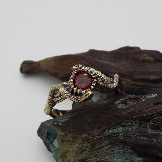 Crimson Serpent in 14k Solid Gold - JF Fantasy Jewelry
